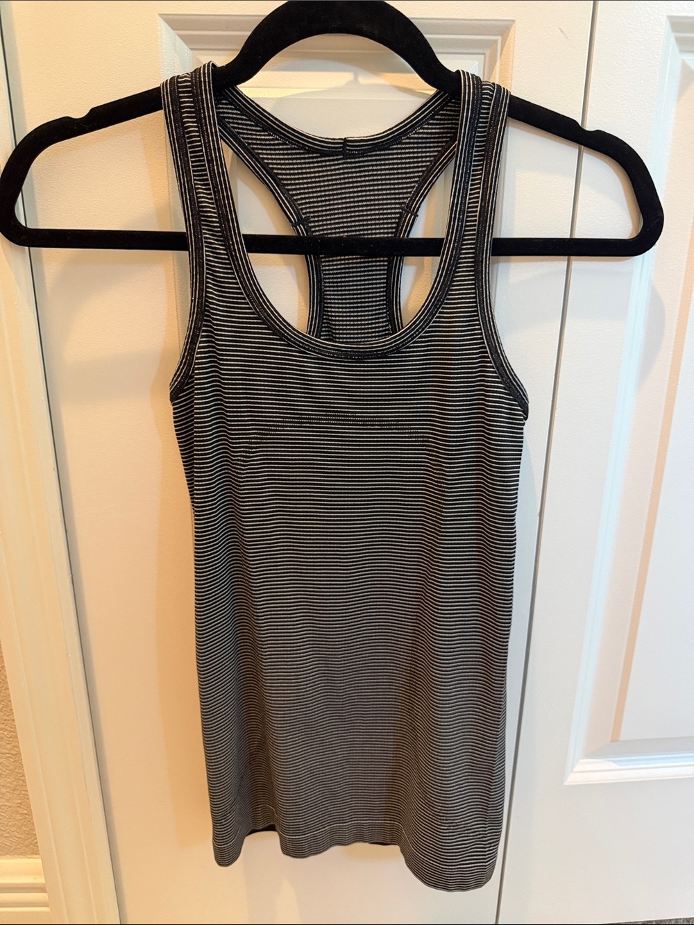 lululemon athletica Black & White Striped Racerback Tank